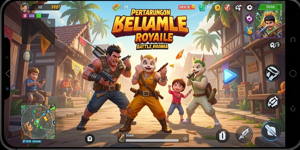 Tangkapan layar utama dari gameplay Battle Royale 369ZK yang intens.