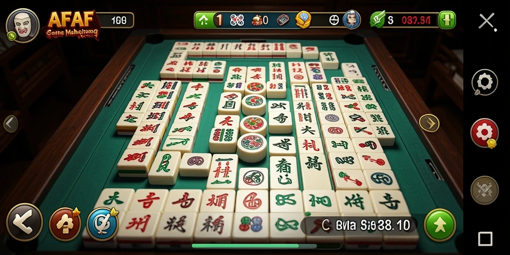 Tampilan gameplay AFAF dengan berbagai tile Mahjong yang menarik.