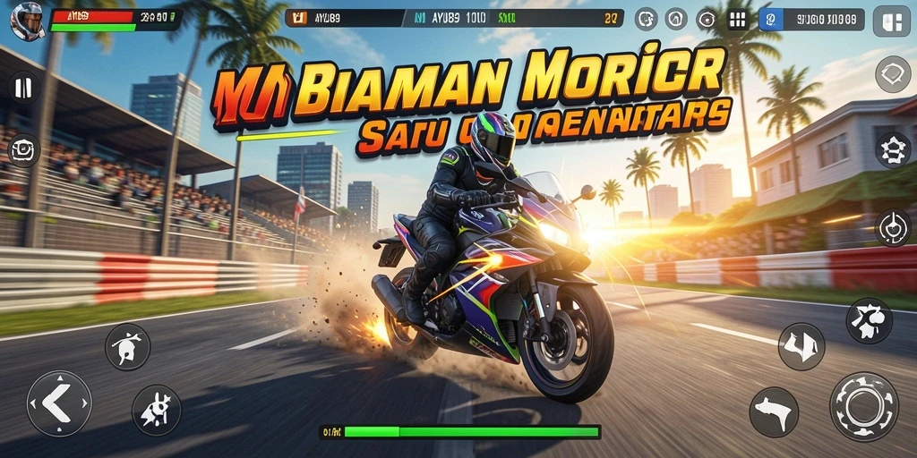Gameplay seru AYU89 dengan balapan motor yang menantang.