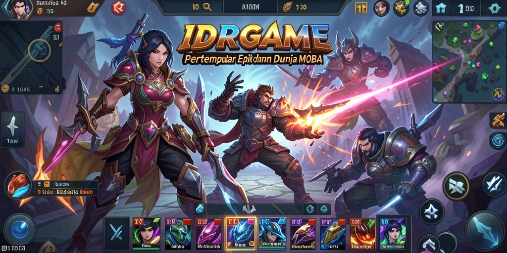 Tampilan aksi seru dalam pertempuran MOBA IDRGAME.