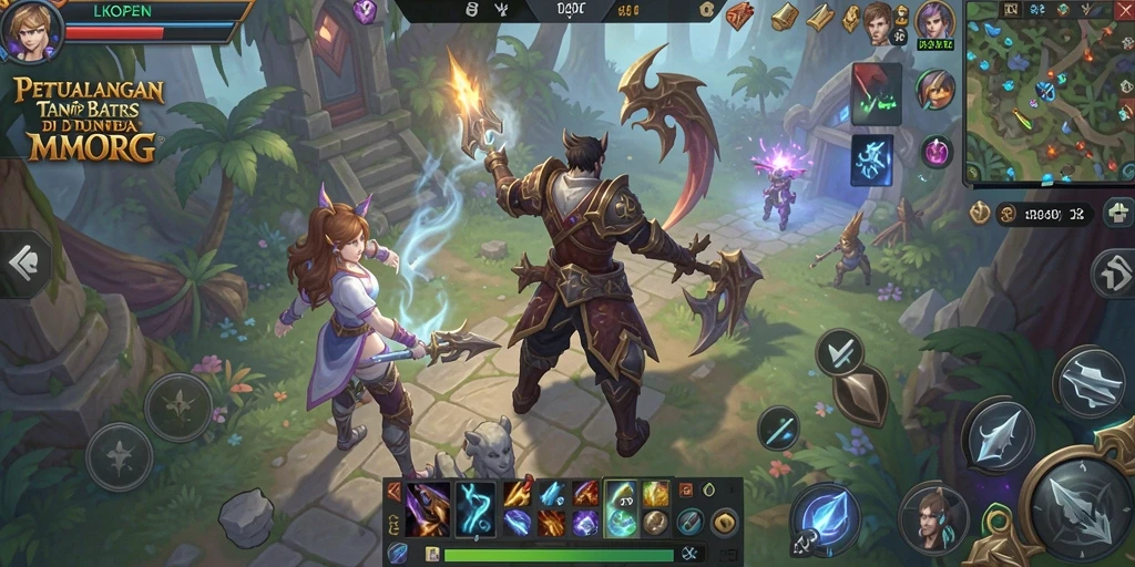 Screenshot menunjukkan aksi seru dalam gameplay LKOPEN MMORPG.