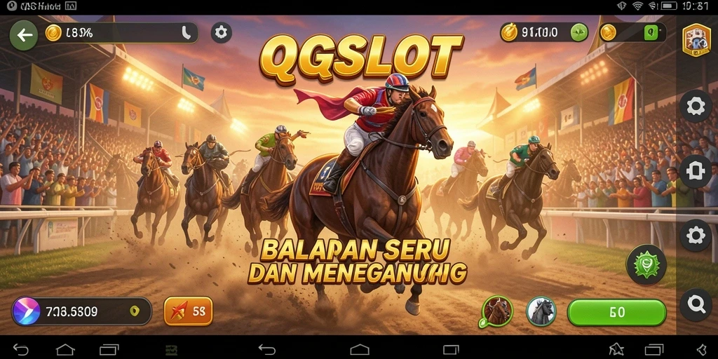 Tangkapan layar gameplay QQSLOT yang menampilkan balapan menegangkan dan mobil cepat.