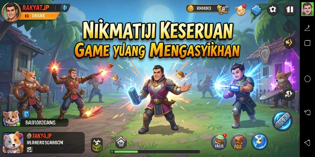 Tampilan gameplay RAKYATJP yang menarik dan penuh warna.
