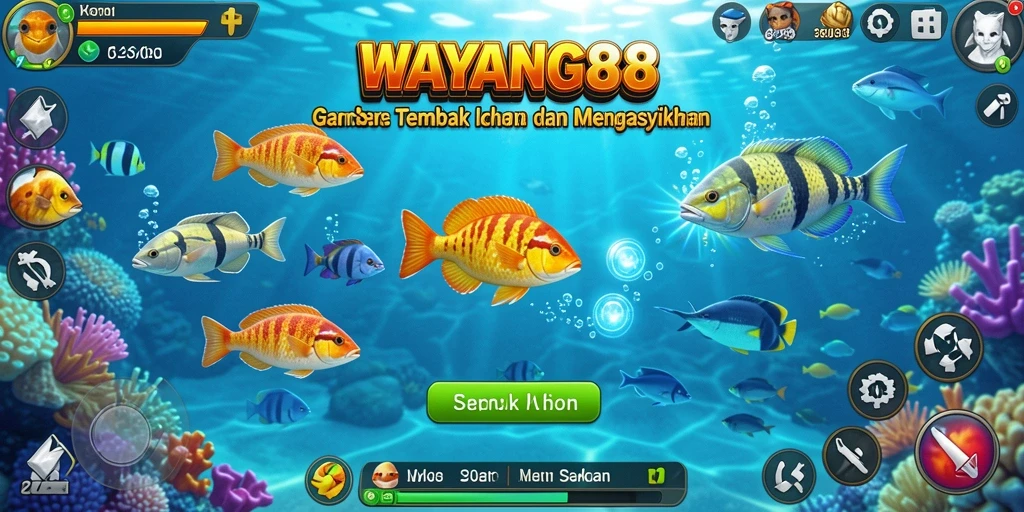 Tangkapan layar gameplay Tembak Ikan yang seru di WAYANG88.